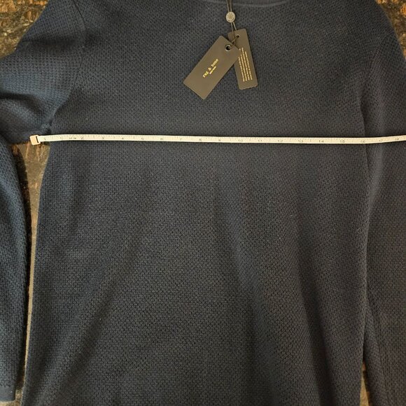 Rag & Bone Navy Bennet Crew Sweater, Size S, NWT Waffle Pointelle Wool/Cotton - Picture 7 of 10